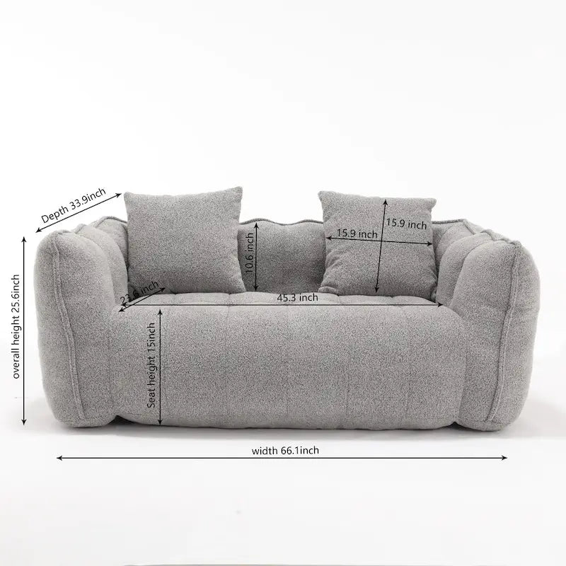 Canapé inclinable carré confortable avec coussins épais et structure robuste pour le salon