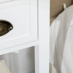 Table d'appoint à 2 niveaux avec tiroir, Table d'appoint étroite avec étagère inférieure, pour salon ou chambre à coucher, Blanche