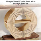Console rustique en bois avec étagères de rangement pour salon
