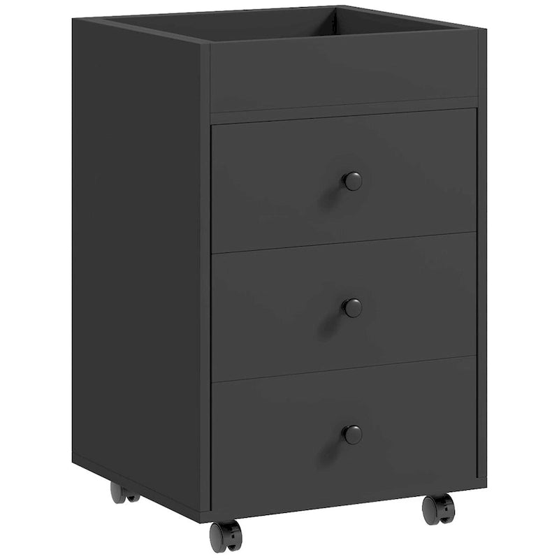 Meuble de rangement à 3 tiroirs pour bureau à domicile sur roulettes avec plateau amovible