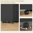 Meuble de rangement à 3 tiroirs pour bureau à domicile sur roulettes avec plateau amovible