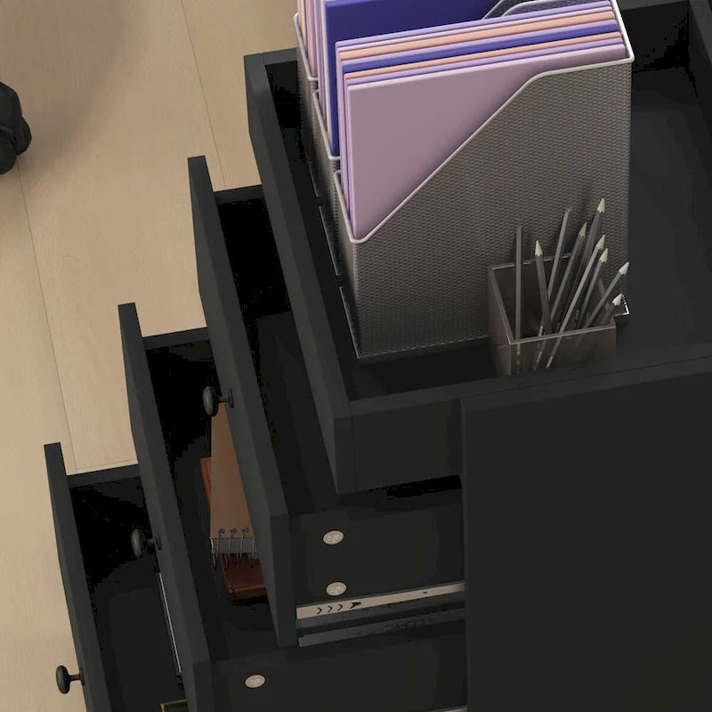 Meuble de rangement à 3 tiroirs pour bureau à domicile sur roulettes avec plateau amovible