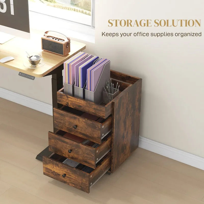 Meuble de rangement à 3 tiroirs pour bureau à domicile sur roulettes avec plateau amovible