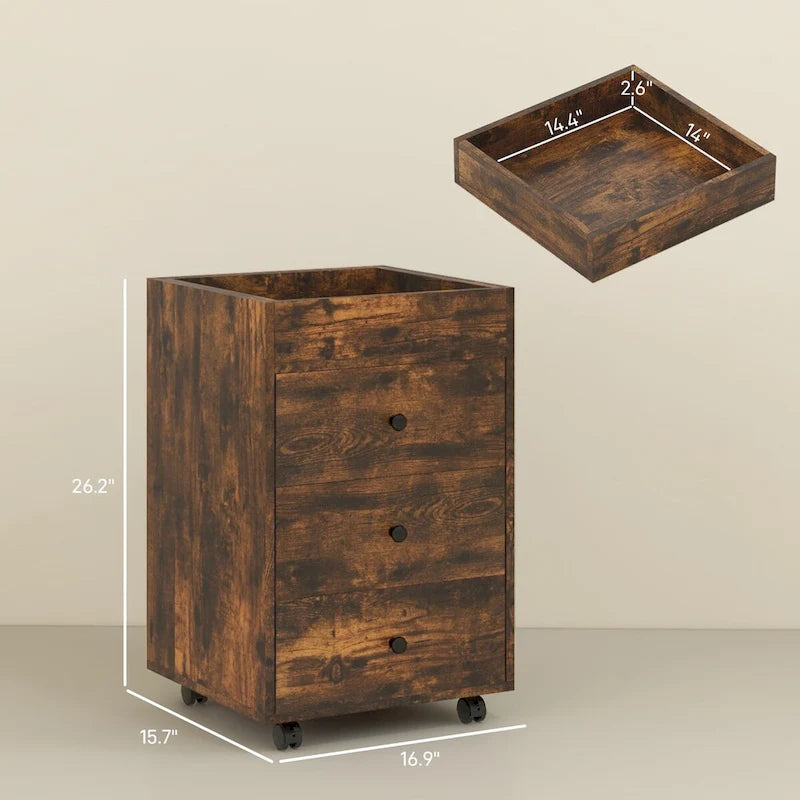 Meuble de rangement à 3 tiroirs pour bureau à domicile sur roulettes avec plateau amovible
