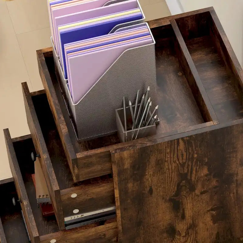 Meuble de rangement à 3 tiroirs pour bureau à domicile sur roulettes avec plateau amovible