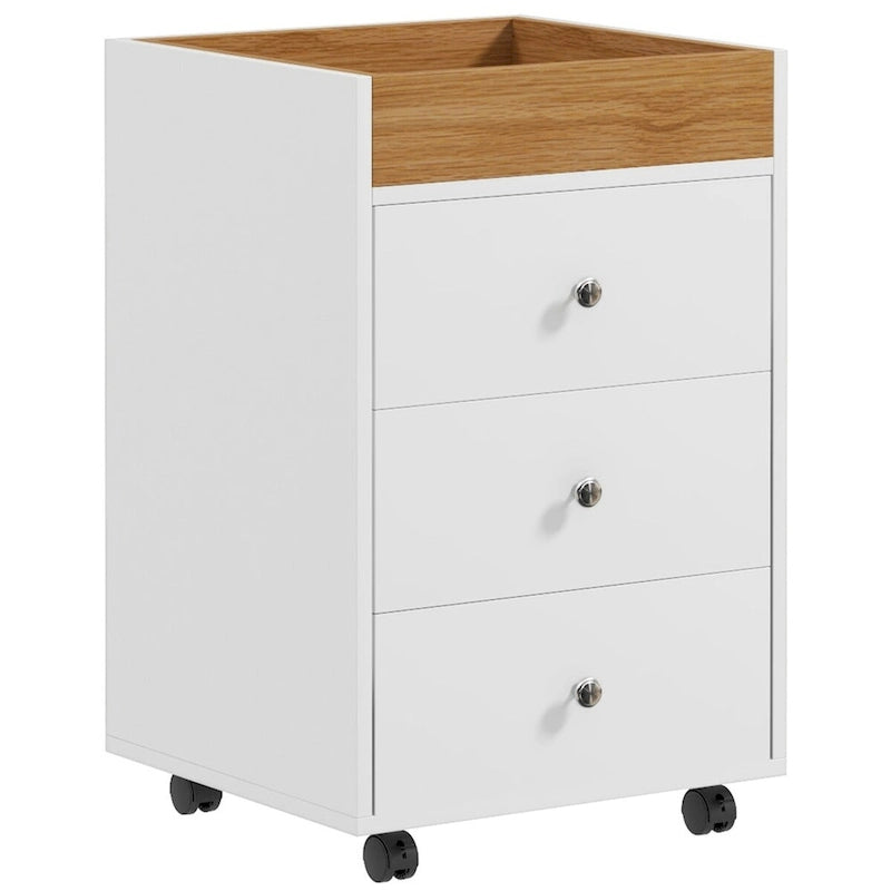 Meuble de rangement à 3 tiroirs pour bureau à domicile sur roulettes avec plateau amovible