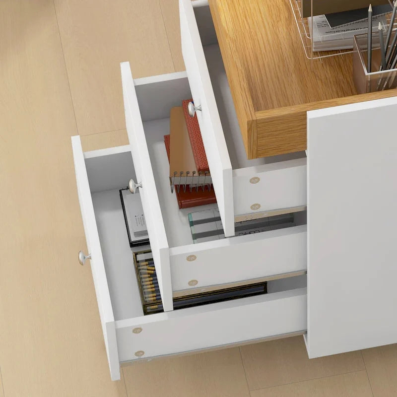 Meuble de rangement à 3 tiroirs pour bureau à domicile sur roulettes avec plateau amovible