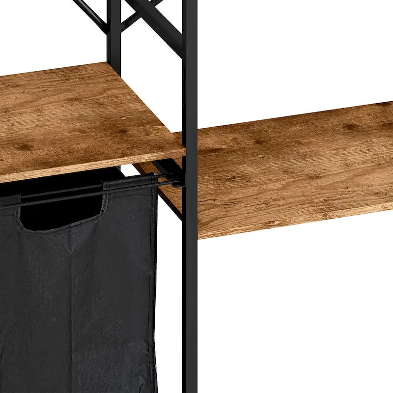 Portant à vêtements autoportant avec étagère inférieure en treillis métallique