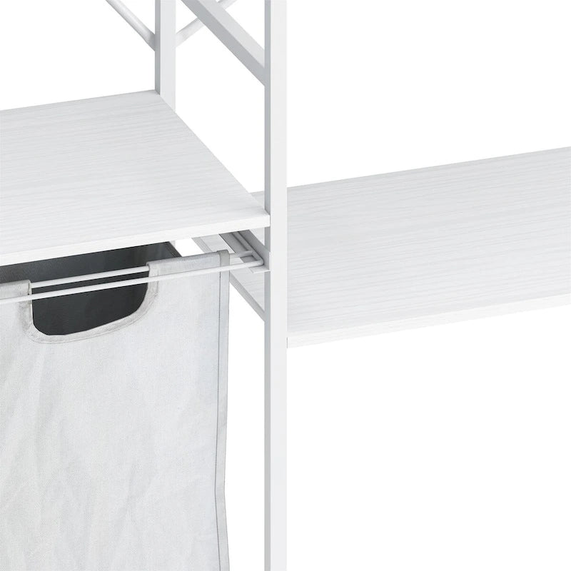 Portant à vêtements autoportant avec étagère inférieure en treillis métallique