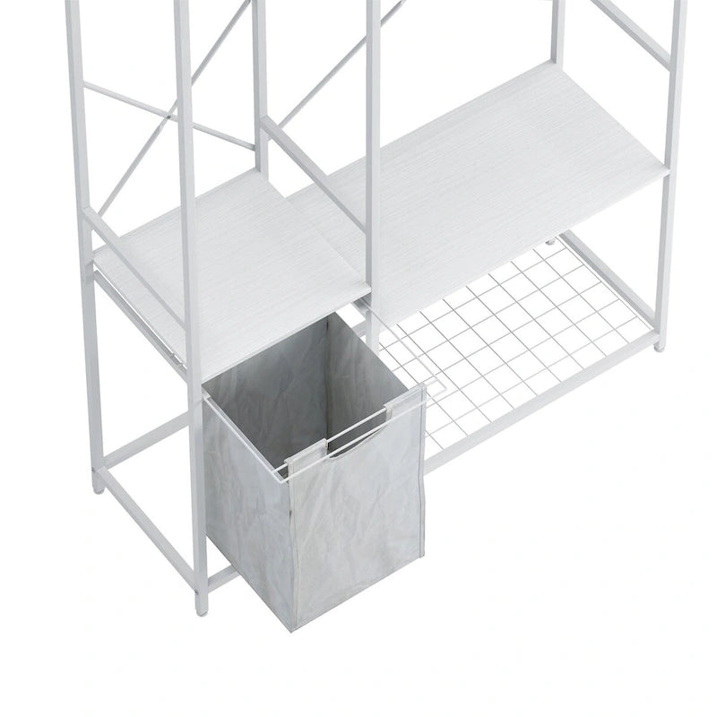 Portant à vêtements autoportant avec étagère inférieure en treillis métallique