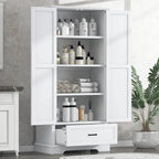 Meuble de rangement haut de salle de bain sur pied avec étagères réglables et porte pour petits espaces