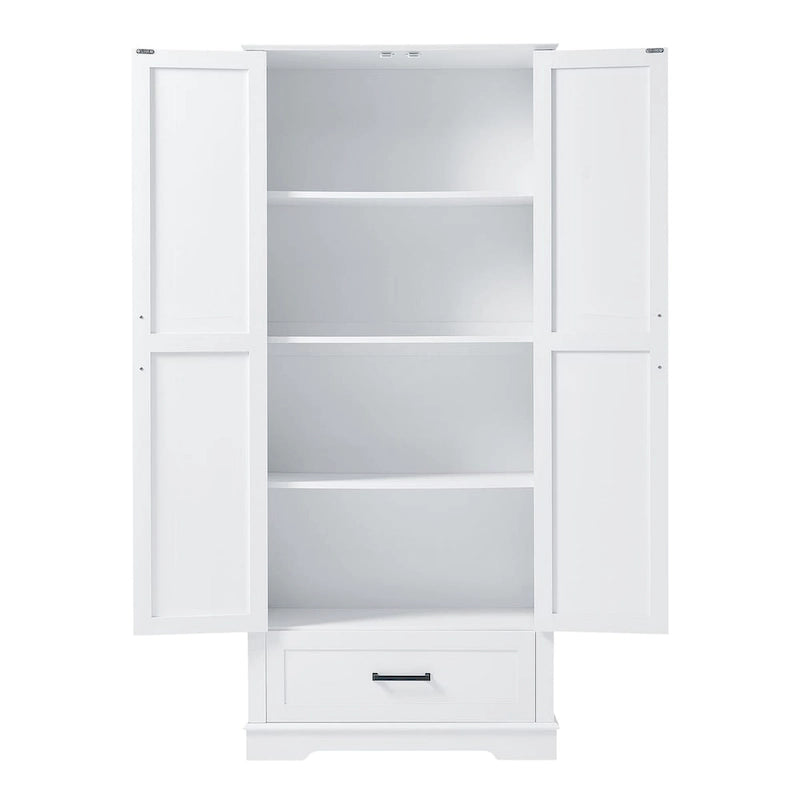 Meuble de rangement haut de salle de bain sur pied avec étagères réglables et porte pour petits espaces