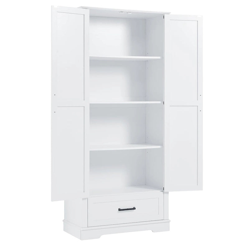 Meuble de rangement haut de salle de bain sur pied avec étagères réglables et porte pour petits espaces