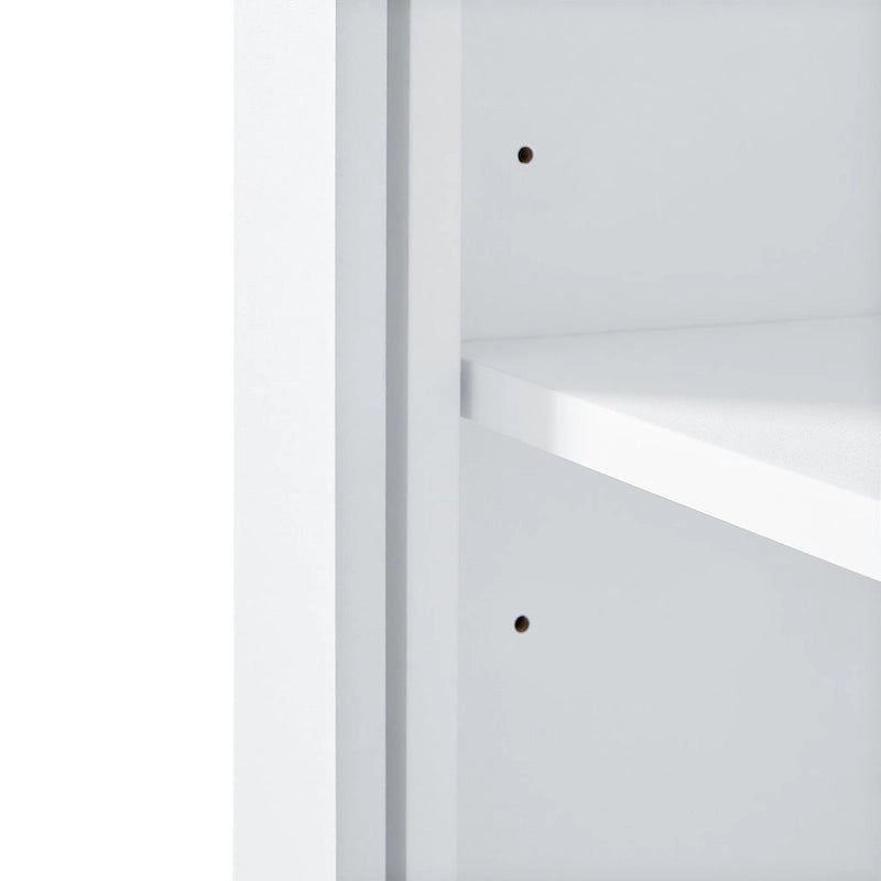 Meuble de rangement haut de salle de bain sur pied avec étagères réglables et porte pour petits espaces