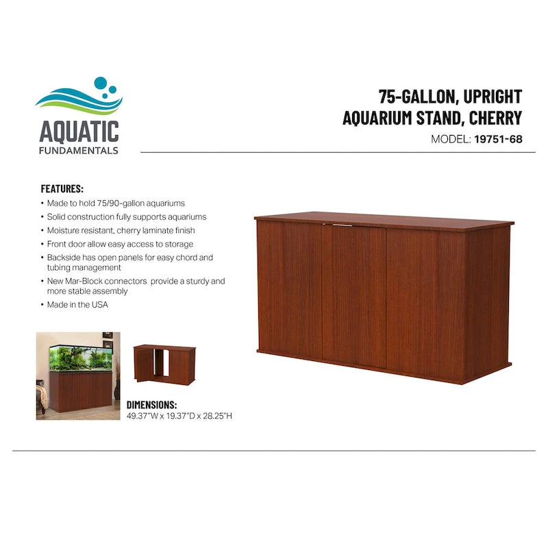 Meuble d'aquarium cerisier 284/340 litres avec rangement fermé