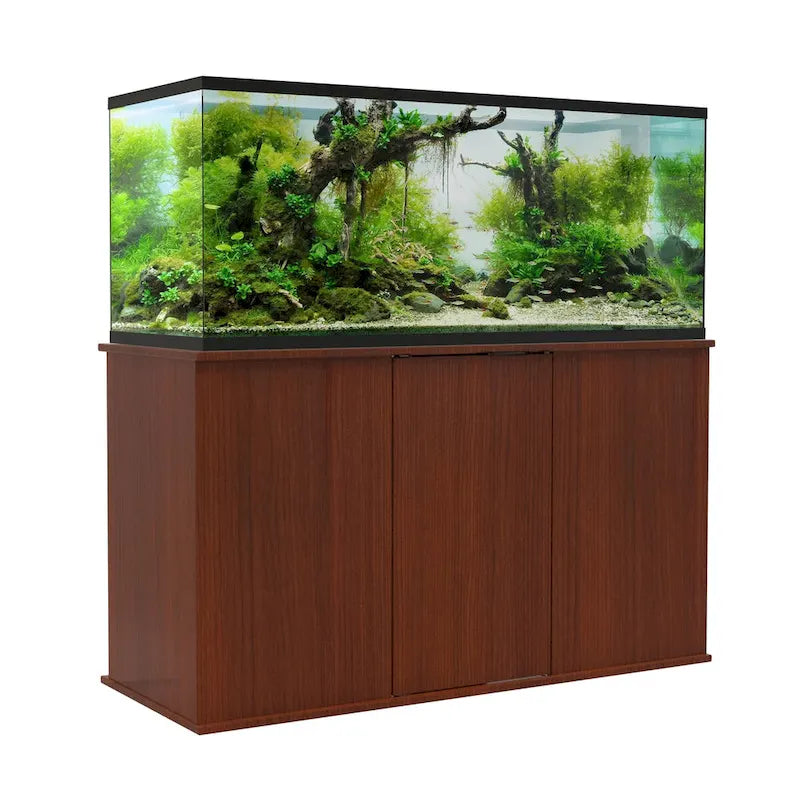 Meuble d'aquarium cerisier 284/340 litres avec rangement fermé